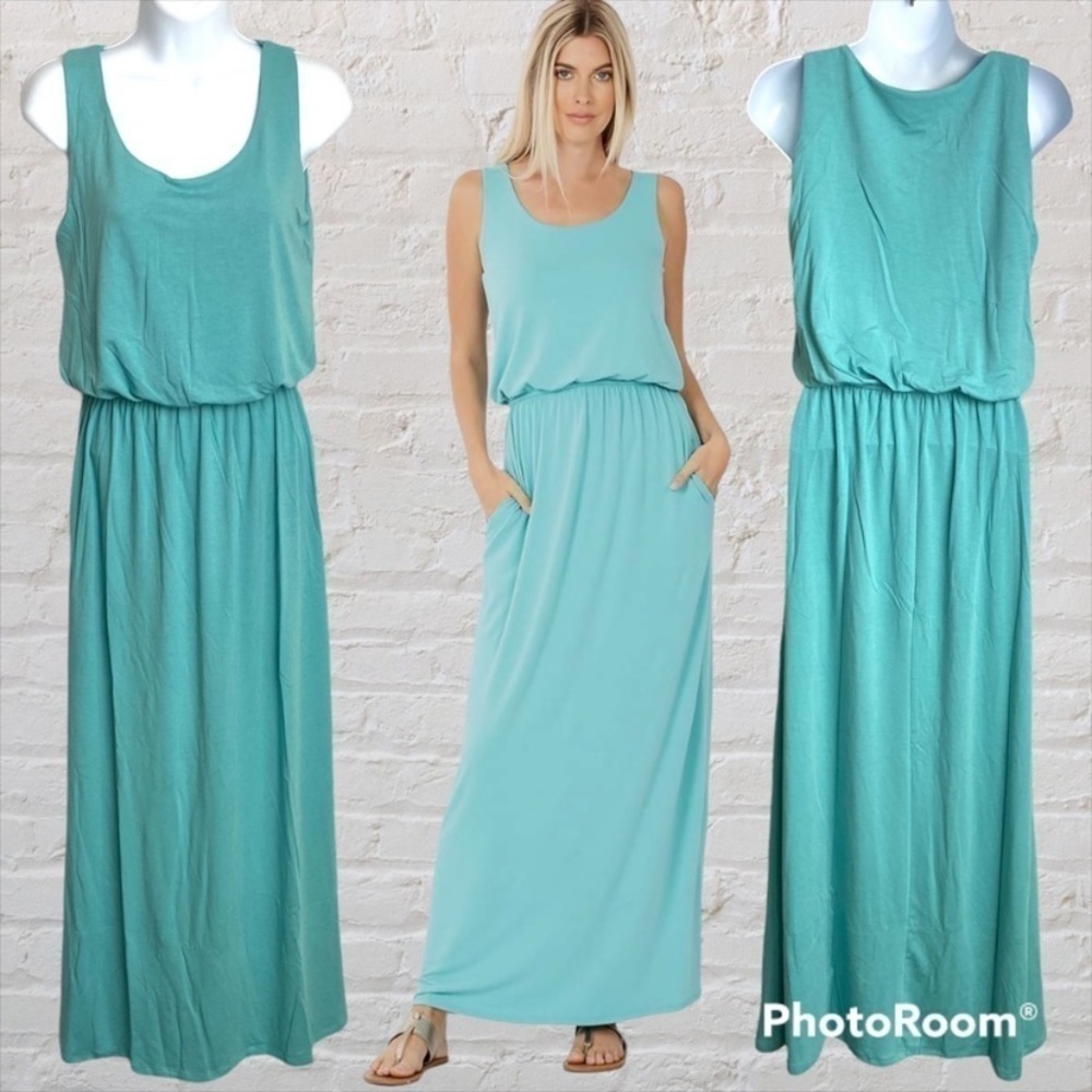 Zenana Blue Sleeveless Maxi Dress size XL